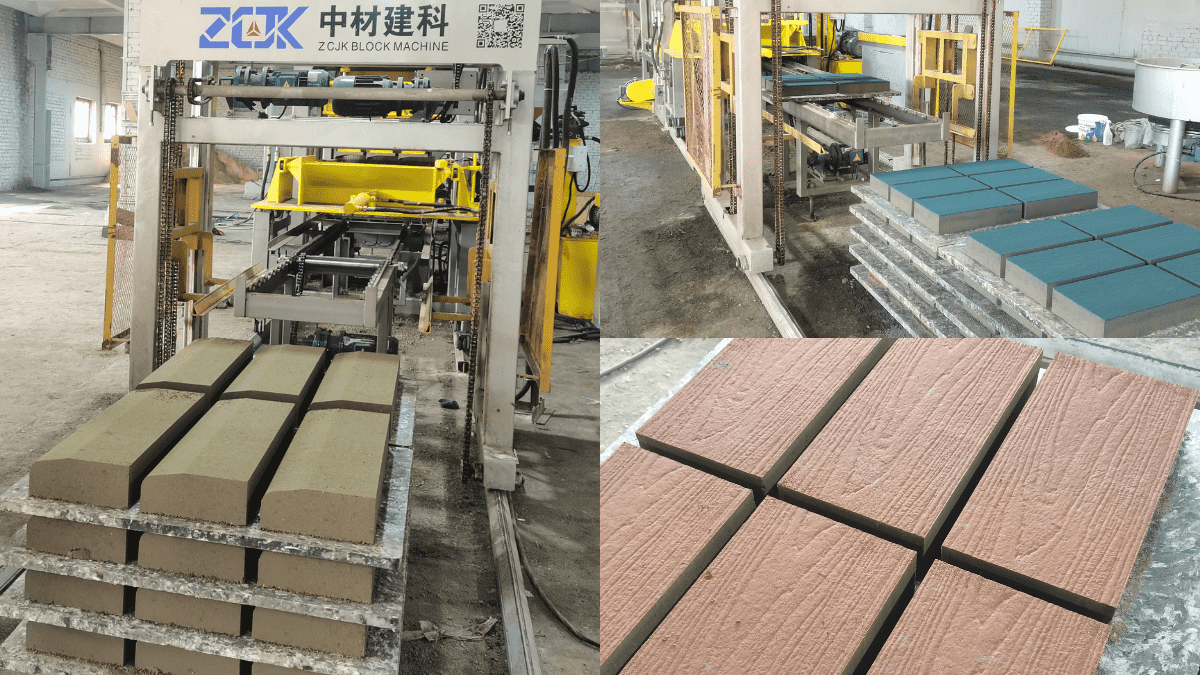 concrete block production line and finished bricks in Kazakhstan factory concrete block production line and finished bricks in Kazakhstan factory