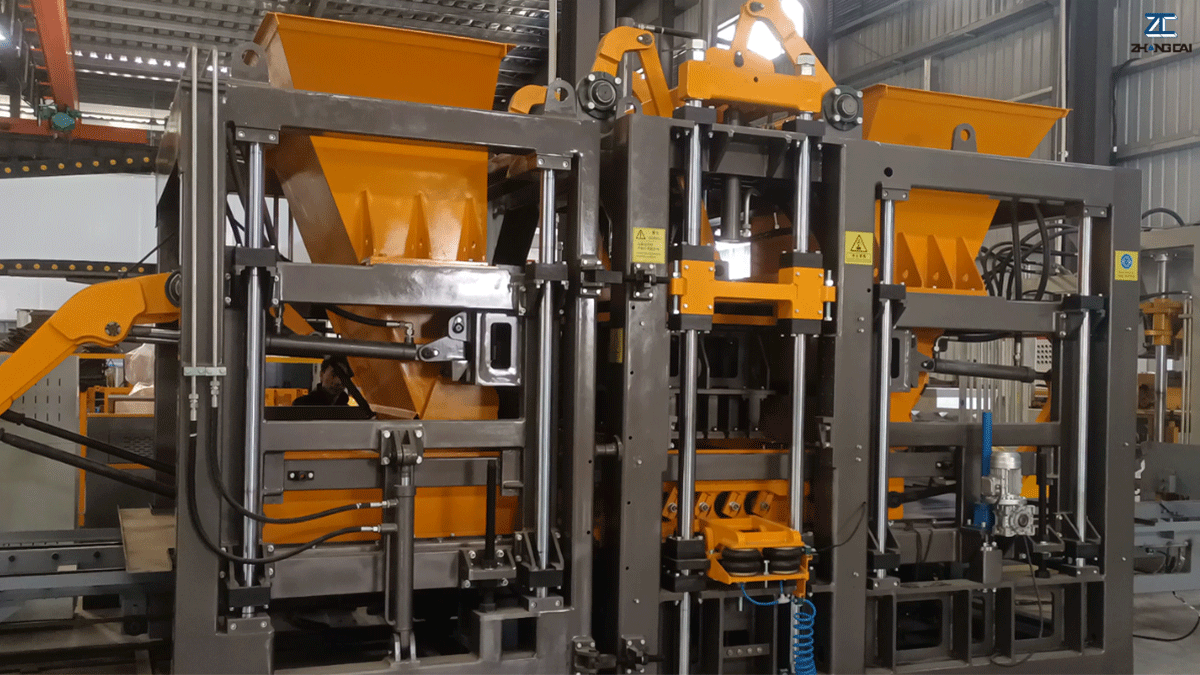 ZCJK servo-driven block manufacturing machine producing high-density concrete blocks
