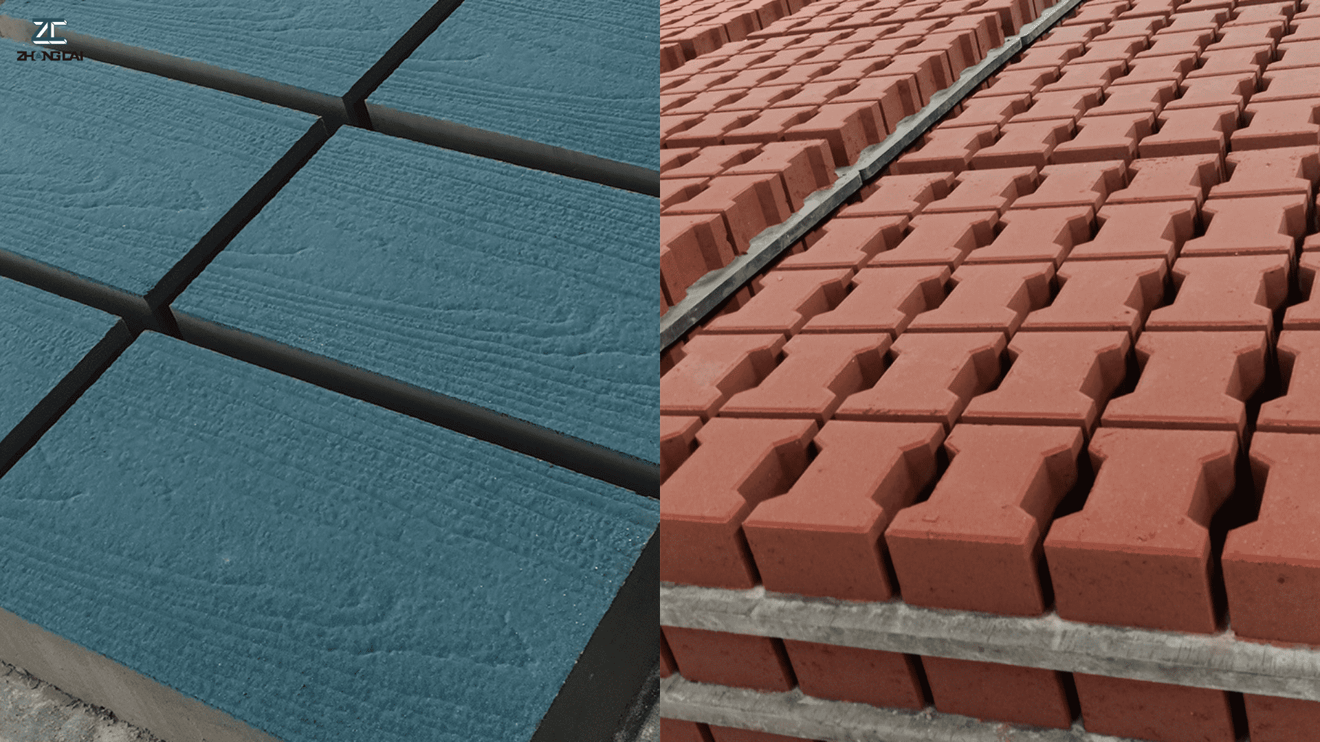 Concrete block machine producing dual-layer colored interlocking pavers with face-mix feeding technology.png